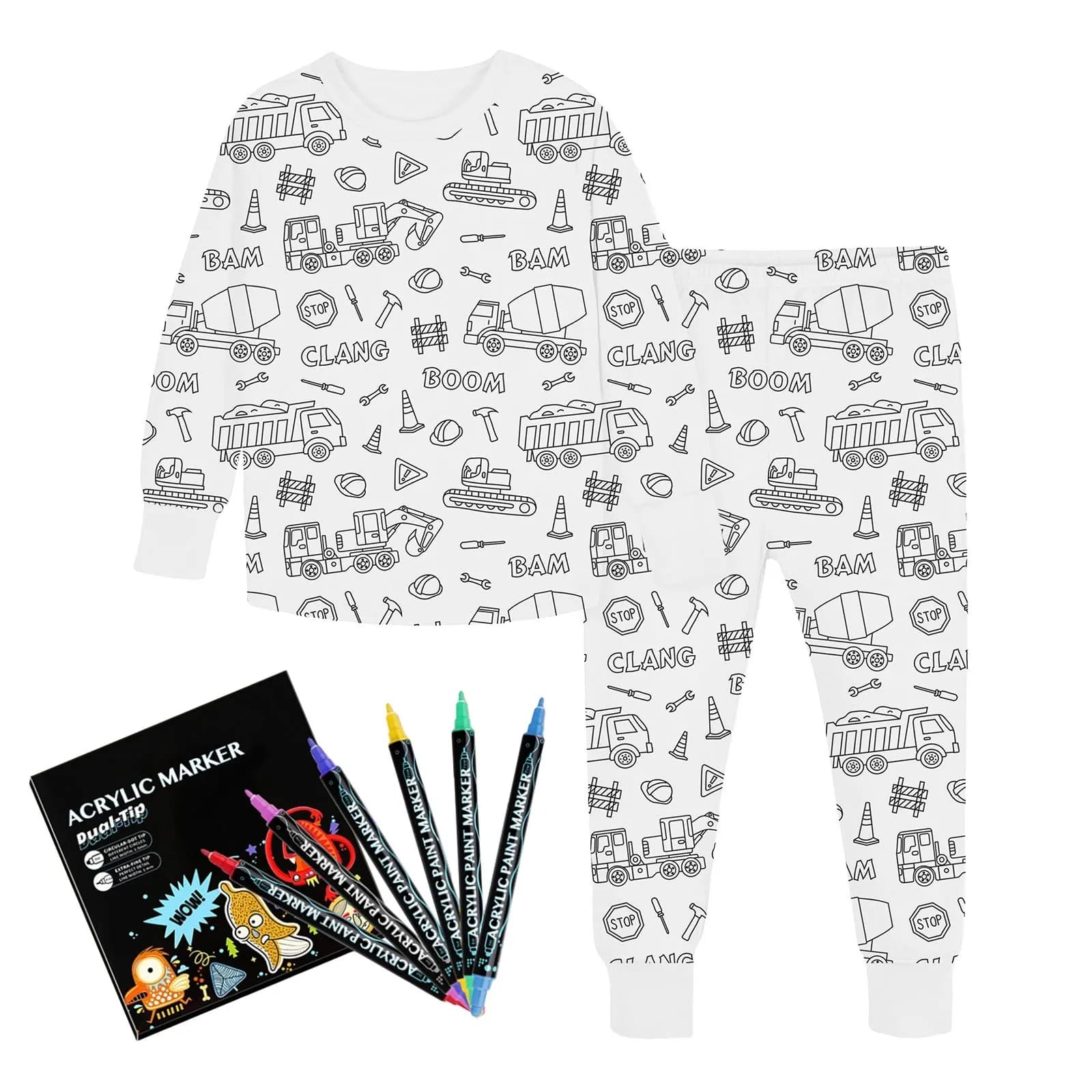 Clothes for Kids Girls Size7-8 Kid DIY Hand Painted Homewear Set Colouring Pajama Sets For Boy And Girl Can Play Girl Clothes 7